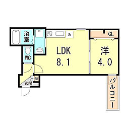 ブラン尼崎 3階1LDKの間取り