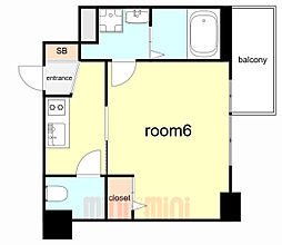Ｃｉｏｎ　ＫＯＢＥ　Ｂａｙｓｉｄｅ 2階1Kの間取り