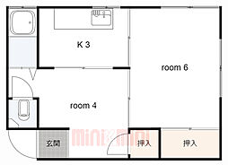杉マンション 3階2Kの間取り