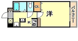 プレアデス月見山 6階1Kの間取り