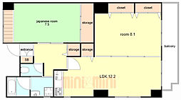 コモドカーサ新神戸 3階2LDKの間取り