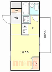 グラン・ピア歌島 3階ワンルームの間取り
