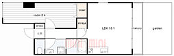パレス東洋神戸2号館 1階1LDKの間取り