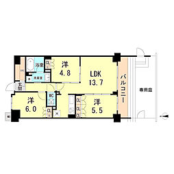 ミレーネ神戸住吉本町 3LDKの間取図画像