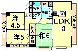 サンセリテ・III・源 202 2階3LDKの間取り