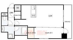 エステムコート新神戸II駅前山手 7階1LDKの間取り