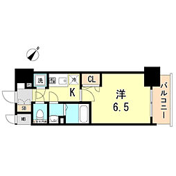 エスプレイス神戸ハーバーウエスト 3階1Kの間取り