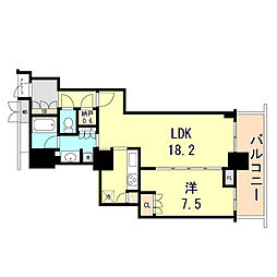 アーバンライフ神戸三宮ザ・タワー 2507 25階1LDKの間取り