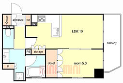 リーガル神戸三宮II 10階1LDKの間取り