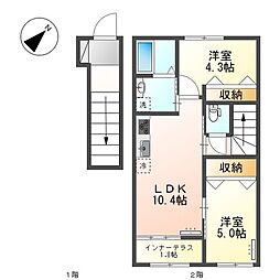 Maison YURI 2階2LDKの間取り