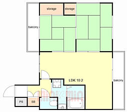 グラン・ドムール塚本北 2LDKの間取図画像