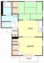 シャーメゾン灘北 2Kの間取図画像