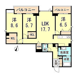 神戸市灘区大和町3丁目マンション 3LDKの間取図画像