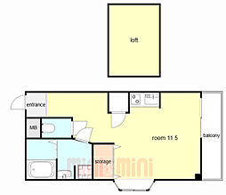 グランドール森友 ワンルームの間取図画像