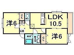 ジュンヌフィーユ 2LDKの間取図画像