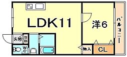 アーバン六甲 1LDKの間取図画像