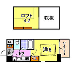 エステムコート三宮駅前ラドゥー 1Kの間取図画像