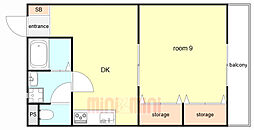ヴィラMN-1 1DKの間取図画像