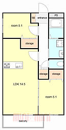 riviere西宮 2LDKの間取図画像