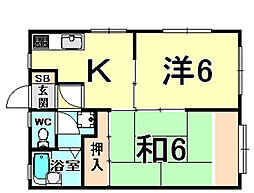 ローズ武庫之荘 2Kの間取図画像