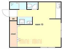 358星陵台ビレッジ ワンルームの間取図画像