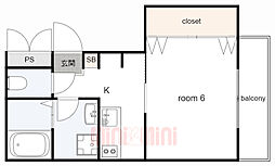 SYブリーゼ 1Kの間取図画像