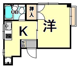 エンプレス南塚口 1DKの間取図画像