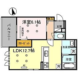 グロワールヒロ 1LDKの間取図画像