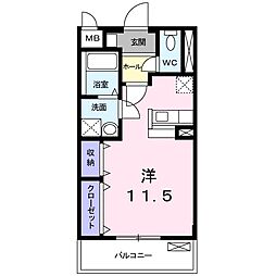 サン・アムール ワンルームの間取図画像