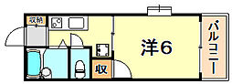 アルティスタ神戸 1Kの間取図画像