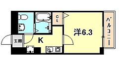 ダイドーメゾン神戸六甲 1Kの間取図画像