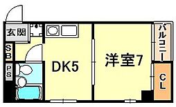 サンパレス21六甲 1DKの間取図画像