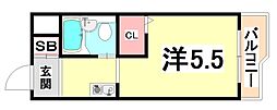 メゾン・ド・御影パート1 ワンルームの間取図画像