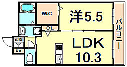 LUZKOBE 1LDKの間取図画像