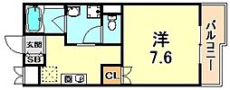 シャンブル仁左衛門 1Kの間取図画像