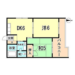 金栄ビル西館 2DKの間取図画像