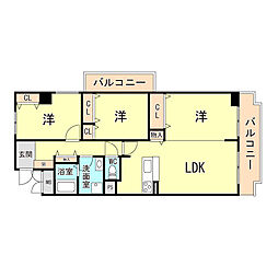 オルテンシアKOBE 3LDKの間取図画像