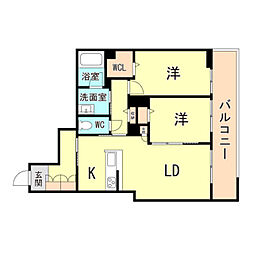 エルキューブ深江 2LDKの間取図画像
