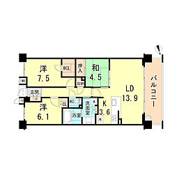 パークシュロス芦屋 3LDKの間取図画像