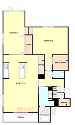 グレイス神戸住吉 2LDKの間取図画像