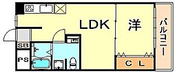 アビータミオ神戸岡本 1LDKの間取図画像