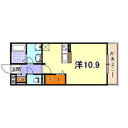 ローズコート芦屋 ワンルームの間取図画像
