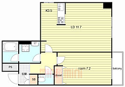 ドルチェ芦屋 1LDKの間取図画像