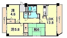 アーバネックス芦屋業平 3LDKの間取図画像