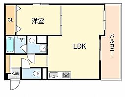 ロイヤルスパークル六甲2 1LDKの間取図画像