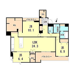 La casa Ashiyagawa Base 3LDKの間取図画像