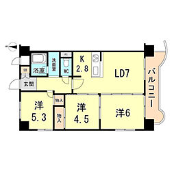 サンプラザ本山南 3DKの間取図画像