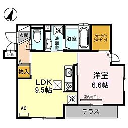ディールーム高羽 1LDKの間取図画像