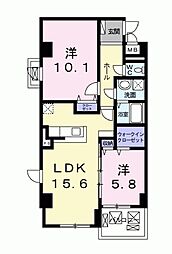 エアリーヒルズ芦屋 2LDKの間取図画像