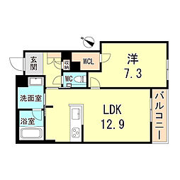 シャーメゾン ラウレア芦屋 1LDKの間取図画像